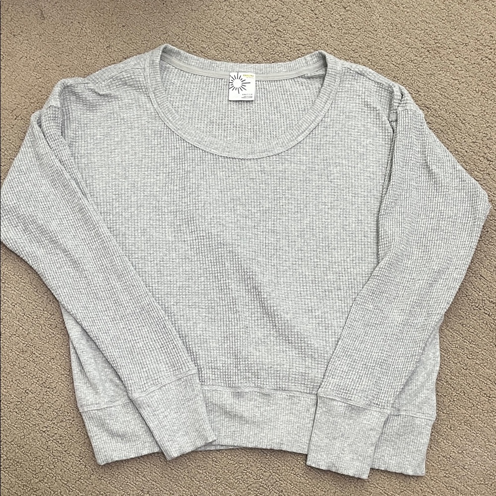 Aerie Light Gray Waffle Knit Top